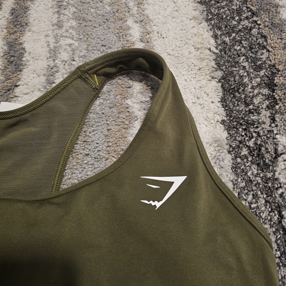 Gymshark Olive Green Racerback Performance Sports Bra - Picture 2 of 8